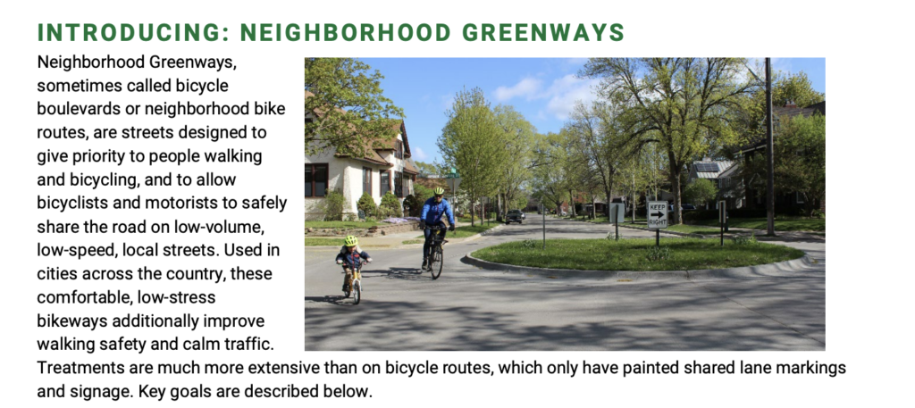 Neighborhood Greenways defined in our Active Transportation Plan